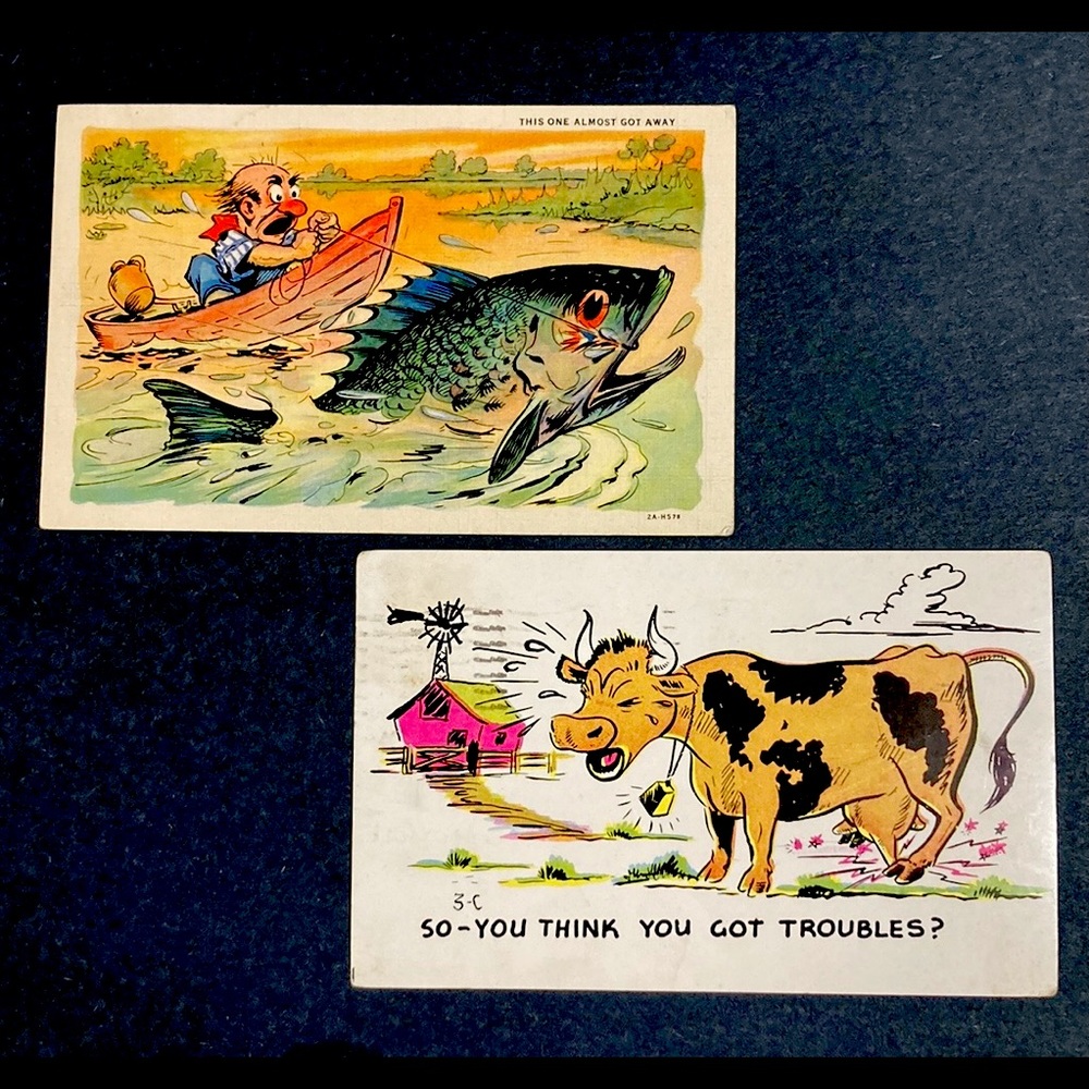 2 funny vintage postcards